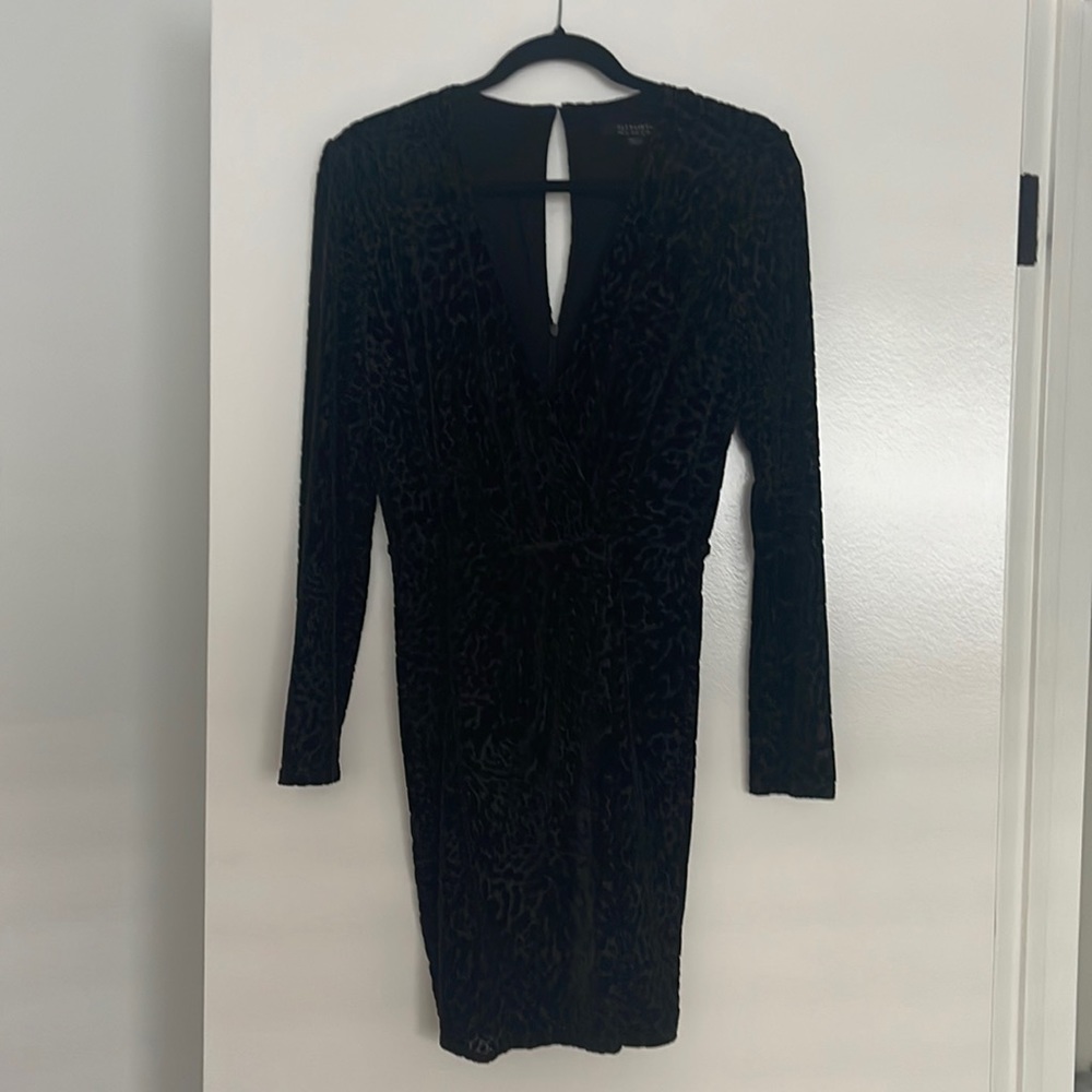 AllSaints Laney Velvet Burnout Faux-Wrap Dress size 6